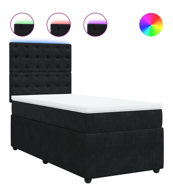 Boxspringbett mit Matratze Schwarz 90x190 cm Samt