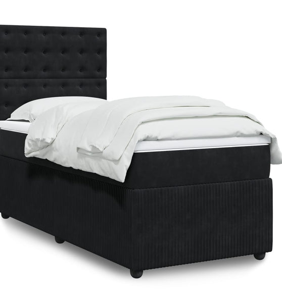 Boxspringbett mit Matratze Schwarz 90x190 cm Samt