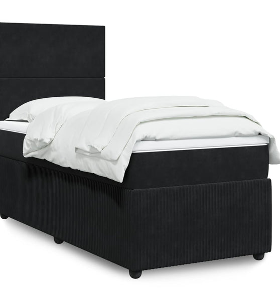 Boxspringbett mit Matratze Schwarz 90x200 cm Samt