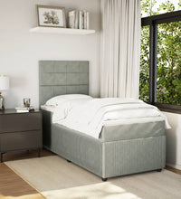 Boxspringbett mit Matratze Hellgrau 90x200 cm Samt