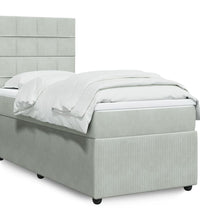 Boxspringbett mit Matratze Hellgrau 90x200 cm Samt