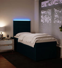 Boxspringbett mit Matratze Blau 90x200 cm Samt