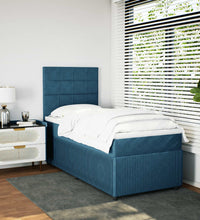 Boxspringbett mit Matratze Blau 90x200 cm Samt