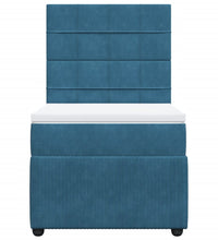 Boxspringbett mit Matratze Blau 90x200 cm Samt