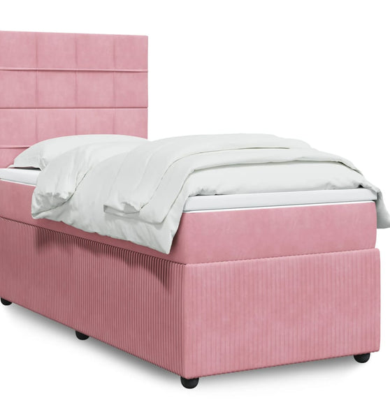 Boxspringbett mit Matratze Rosa 90x200 cm Samt