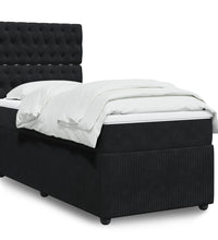 Boxspringbett mit Matratze Schwarz 90x200 cm Samt