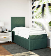 Boxspringbett mit Matratze Dunkelgrün 100x200 cm Samt