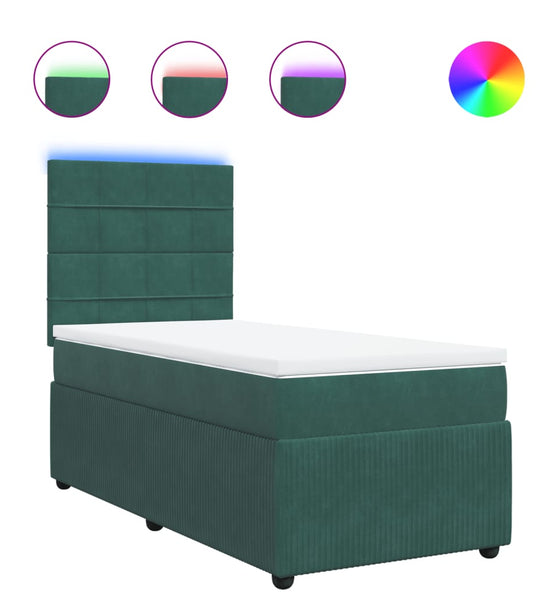 Boxspringbett mit Matratze Dunkelgrün 100x200 cm Samt