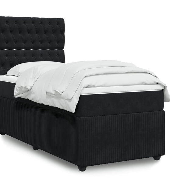 Boxspringbett mit Matratze Schwarz 100x200 cm Samt