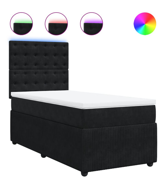 Boxspringbett mit Matratze Schwarz 100x200 cm Samt