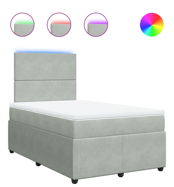 Boxspringbett mit Matratze Hellgrau 120x190 cm Samt