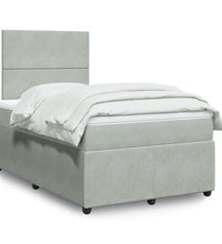 Boxspringbett mit Matratze Hellgrau 120x190 cm Samt