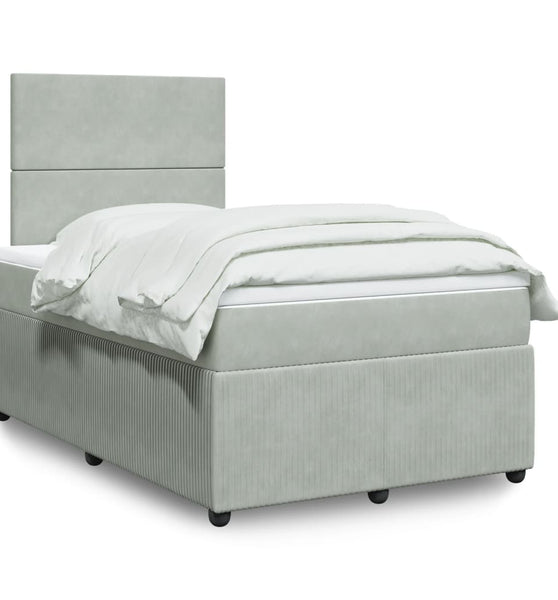 Boxspringbett mit Matratze Hellgrau 120x190 cm Samt