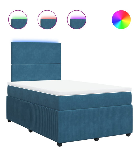 Boxspringbett mit Matratze Blau 120x190 cm Samt