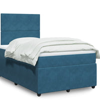 Boxspringbett mit Matratze Blau 120x190 cm Samt