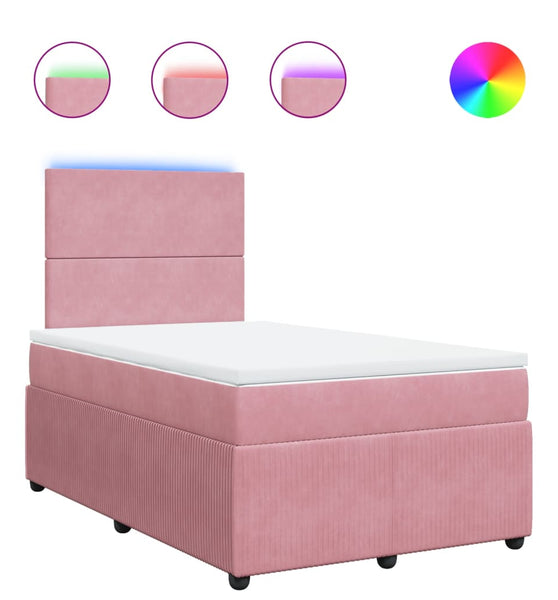 Boxspringbett mit Matratze Rosa 120x190 cm Samt