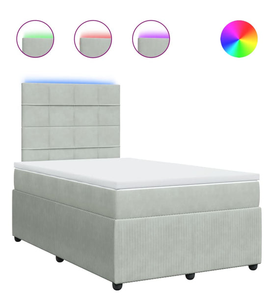 Boxspringbett mit Matratze Hellgrau 120x190 cm Samt