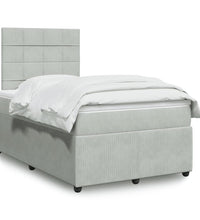 Boxspringbett mit Matratze Hellgrau 120x190 cm Samt