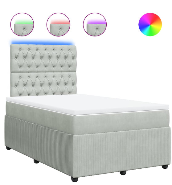 Boxspringbett mit Matratze Hellgrau 120x190 cm Samt