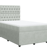 Boxspringbett mit Matratze Hellgrau 120x190 cm Samt
