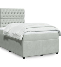 Boxspringbett mit Matratze Hellgrau 120x190 cm Samt