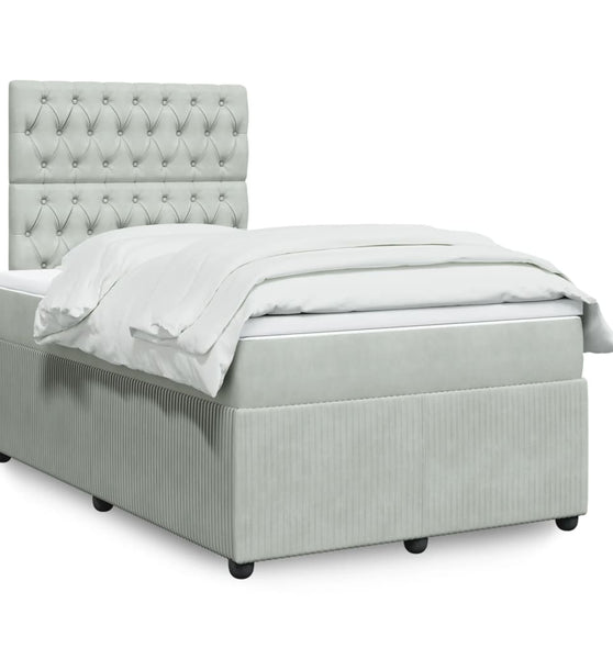 Boxspringbett mit Matratze Hellgrau 120x190 cm Samt