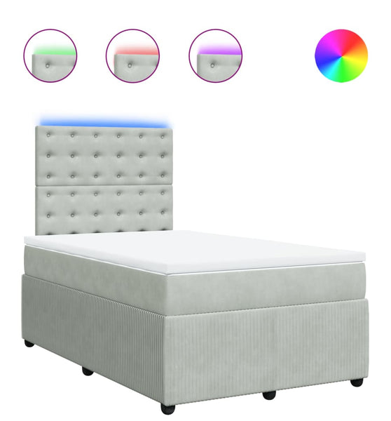 Boxspringbett mit Matratze Hellgrau 120x190 cm Samt