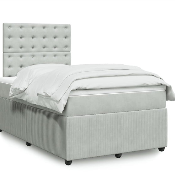 Boxspringbett mit Matratze Hellgrau 120x190 cm Samt