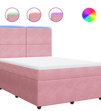 Boxspringbett mit Matratze Rosa 140x200 cm Samt