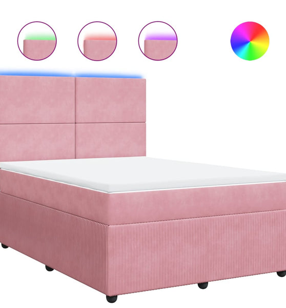 Boxspringbett mit Matratze Rosa 140x200 cm Samt
