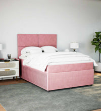 Boxspringbett mit Matratze Rosa 140x200 cm Samt