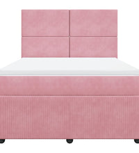 Boxspringbett mit Matratze Rosa 140x200 cm Samt