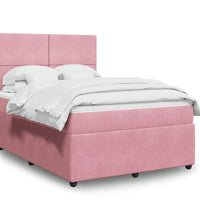 Boxspringbett mit Matratze Rosa 140x200 cm Samt