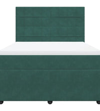 Boxspringbett mit Matratze Dunkelgrün 140x200 cm Samt