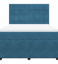 Boxspringbett mit Matratze Blau 140x200 cm Samt