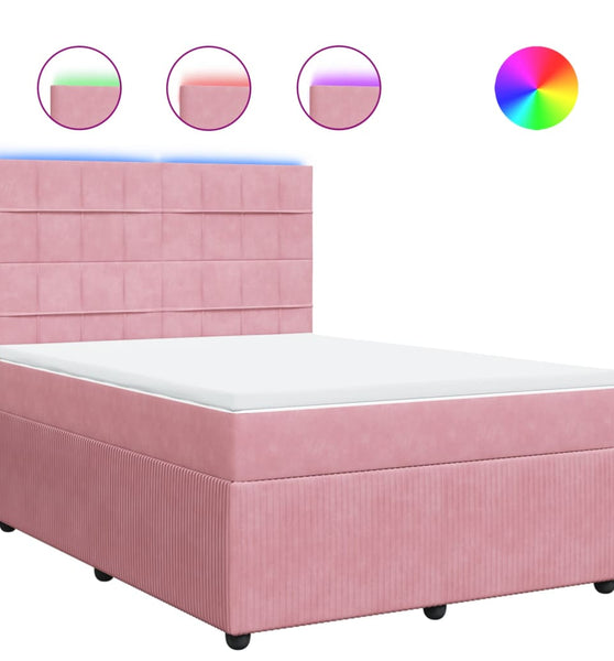 Boxspringbett mit Matratze Rosa 140x200 cm Samt