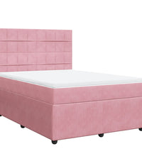 Boxspringbett mit Matratze Rosa 140x200 cm Samt