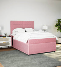 Boxspringbett mit Matratze Rosa 140x200 cm Samt