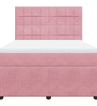 Boxspringbett mit Matratze Rosa 140x200 cm Samt
