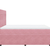 Boxspringbett mit Matratze Rosa 140x200 cm Samt