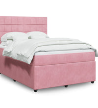 Boxspringbett mit Matratze Rosa 140x200 cm Samt