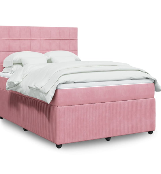 Boxspringbett mit Matratze Rosa 140x200 cm Samt