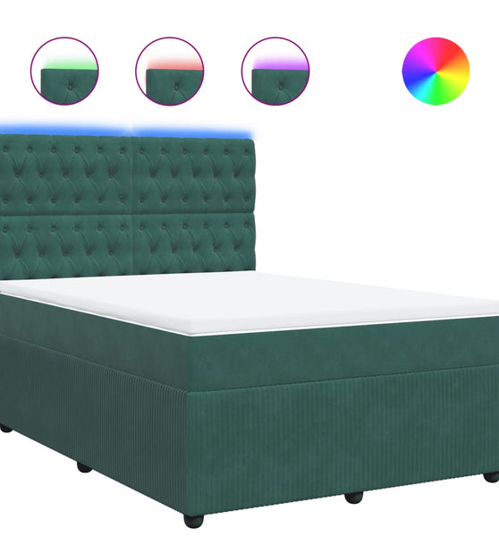 Boxspringbett mit Matratze Dunkelgrün 140x200 cm Samt