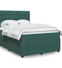 Boxspringbett mit Matratze Dunkelgrün 140x200 cm Samt