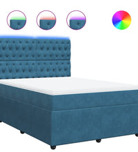 Boxspringbett mit Matratze Blau 140x200 cm Samt