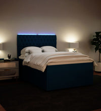 Boxspringbett mit Matratze Blau 140x200 cm Samt
