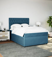 Boxspringbett mit Matratze Blau 140x200 cm Samt