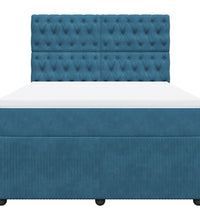 Boxspringbett mit Matratze Blau 140x200 cm Samt