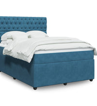 Boxspringbett mit Matratze Blau 140x200 cm Samt
