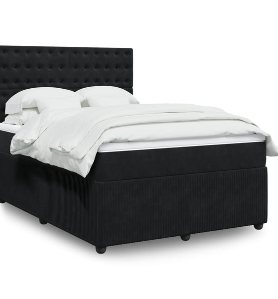 Boxspringbett mit Matratze Schwarz 140x200 cm Samt